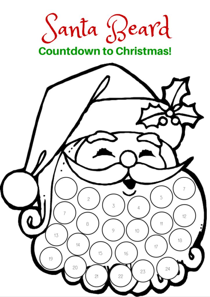 Countdown to christmas santa beard printable christmas countdown christmas countdown diy christmas countdown crafts