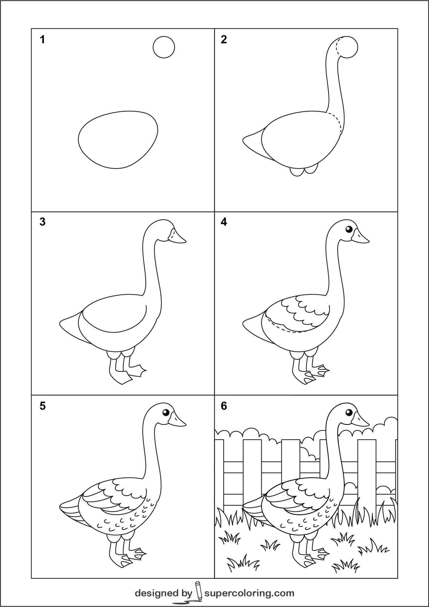 How to draw a cartoon goose free printable puzzle games