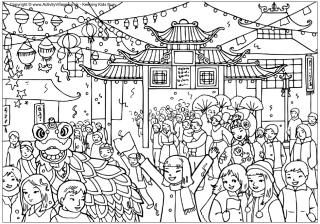 Chine new year coloring pag for cultural exploration