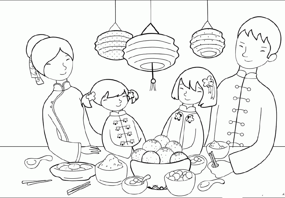 Chinese new year coloring pages