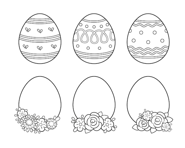 Felic huevos de pascua para colorear pãgina vector premium