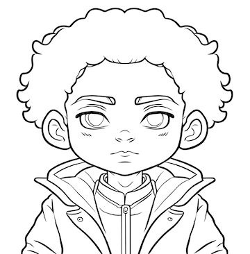 Premium vector afro boy coloring page vector