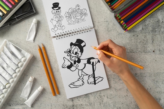 Duck tales coloring pages for kids scrooge louie dewey huey cartoon characters for coloring instant download printable coloring book instant download