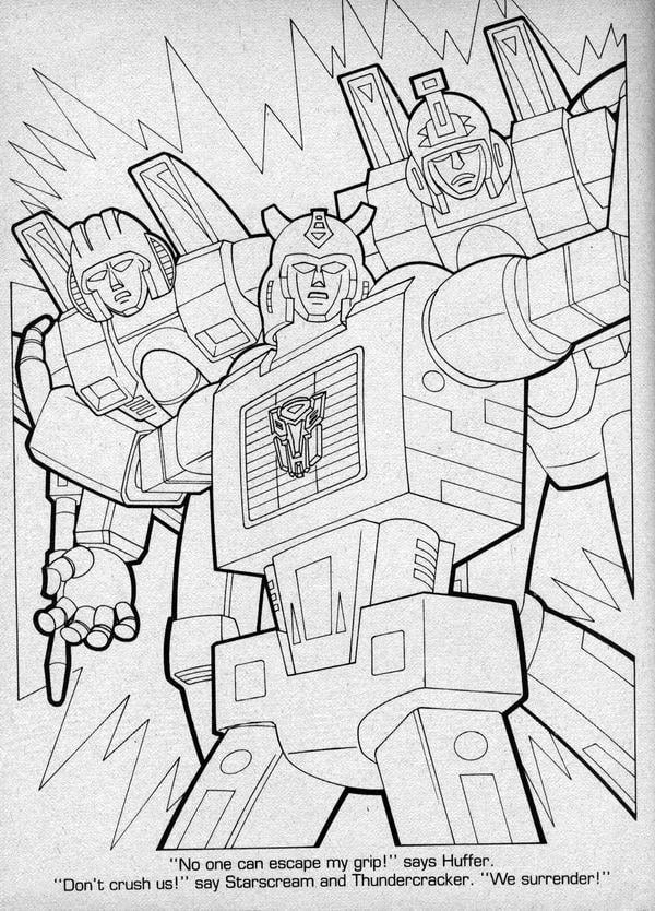 Original but incredibly off model robot modes for some autobots in the g coloring book decepticon patrol vehicle modes are to a tee though bumblebee here unintentionally foreshadows his appearance with