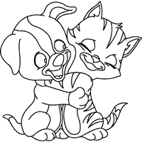 Kitty puppy hug coloring pages