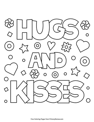 Hugs and kisses coloring page â free printable pdf from