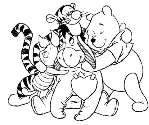 Hugging friends coloring page free printable coloring pages