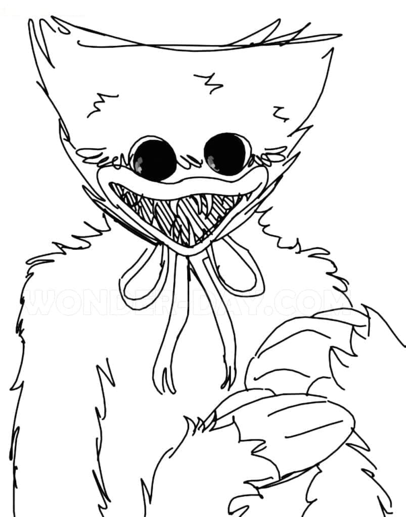 Huggy wuggy drawing coloring page