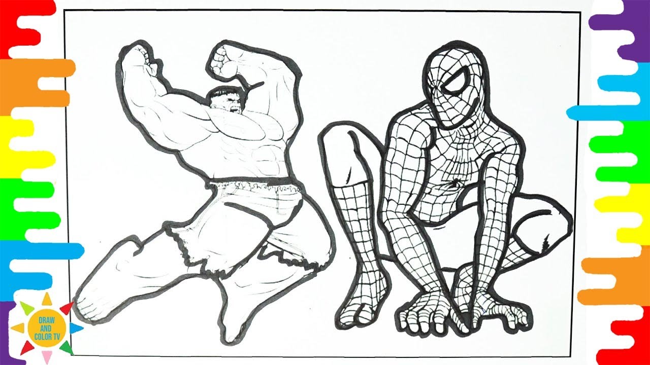 Spideran vs hulk coloring page spideran coloring page hulk coloring page