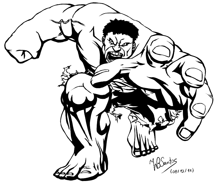 Black and white incredible hulk