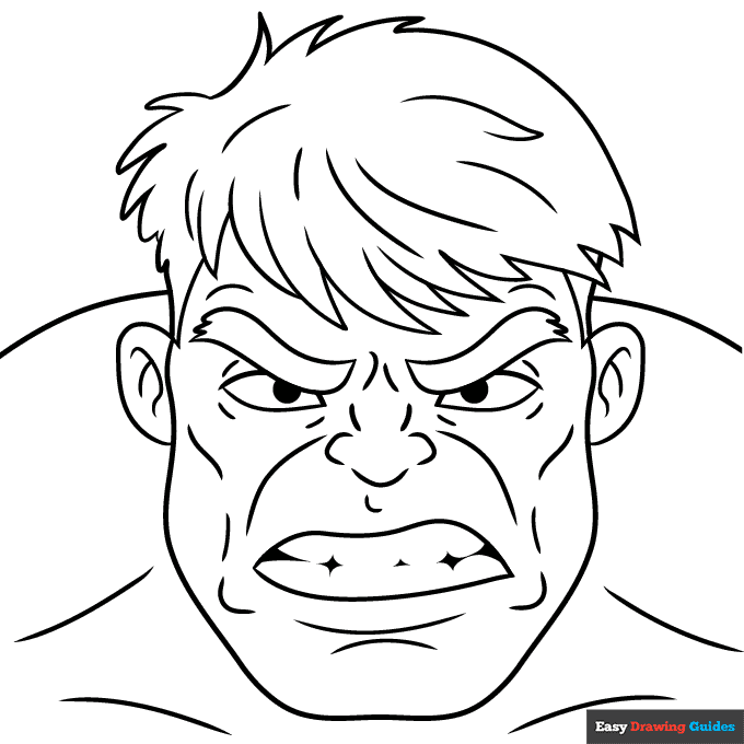 Hulk face coloring page easy drawing guides