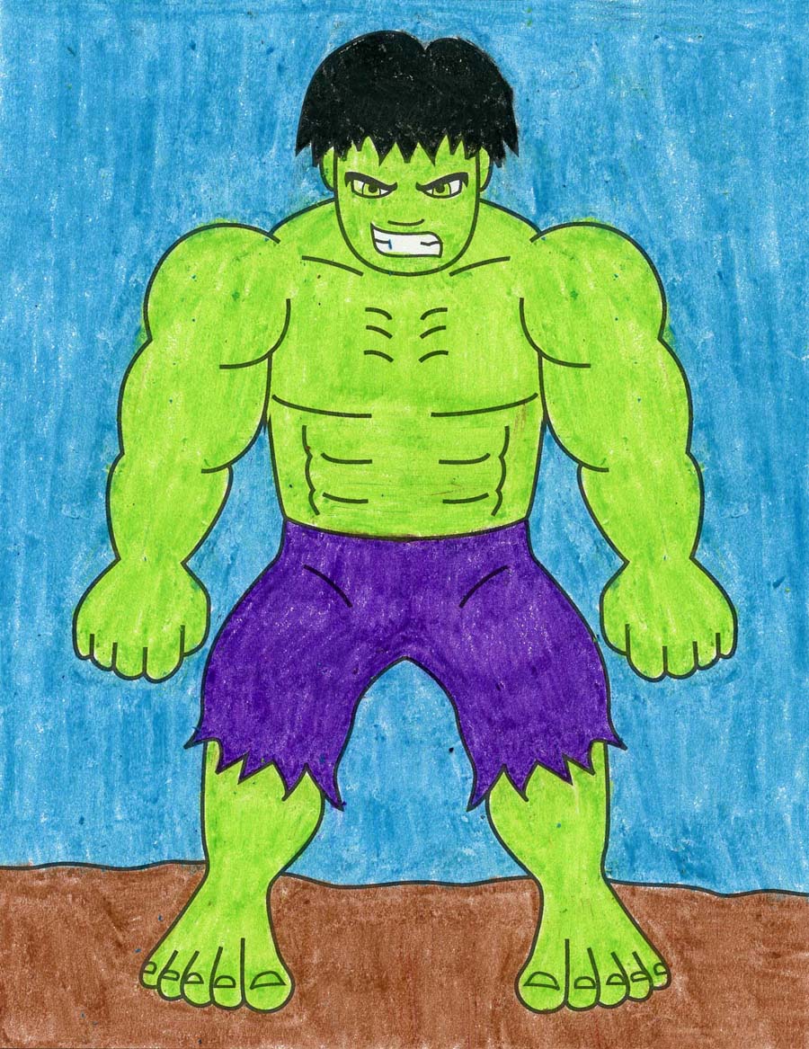 Easy how to draw the hulk tutorial and hulk coloring page