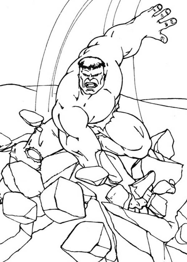 Hulk smashing floor coloring page