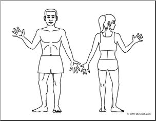 Clip art human body coloring page i