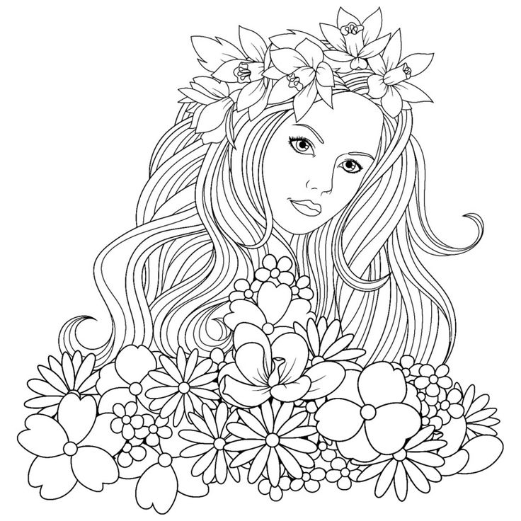 Coloring coloringbook coloringpage ìëë ìëëë flower ê girl woman human ìë ìì ìë sharedâ coloring pages for girls coloring book pages coloring pages