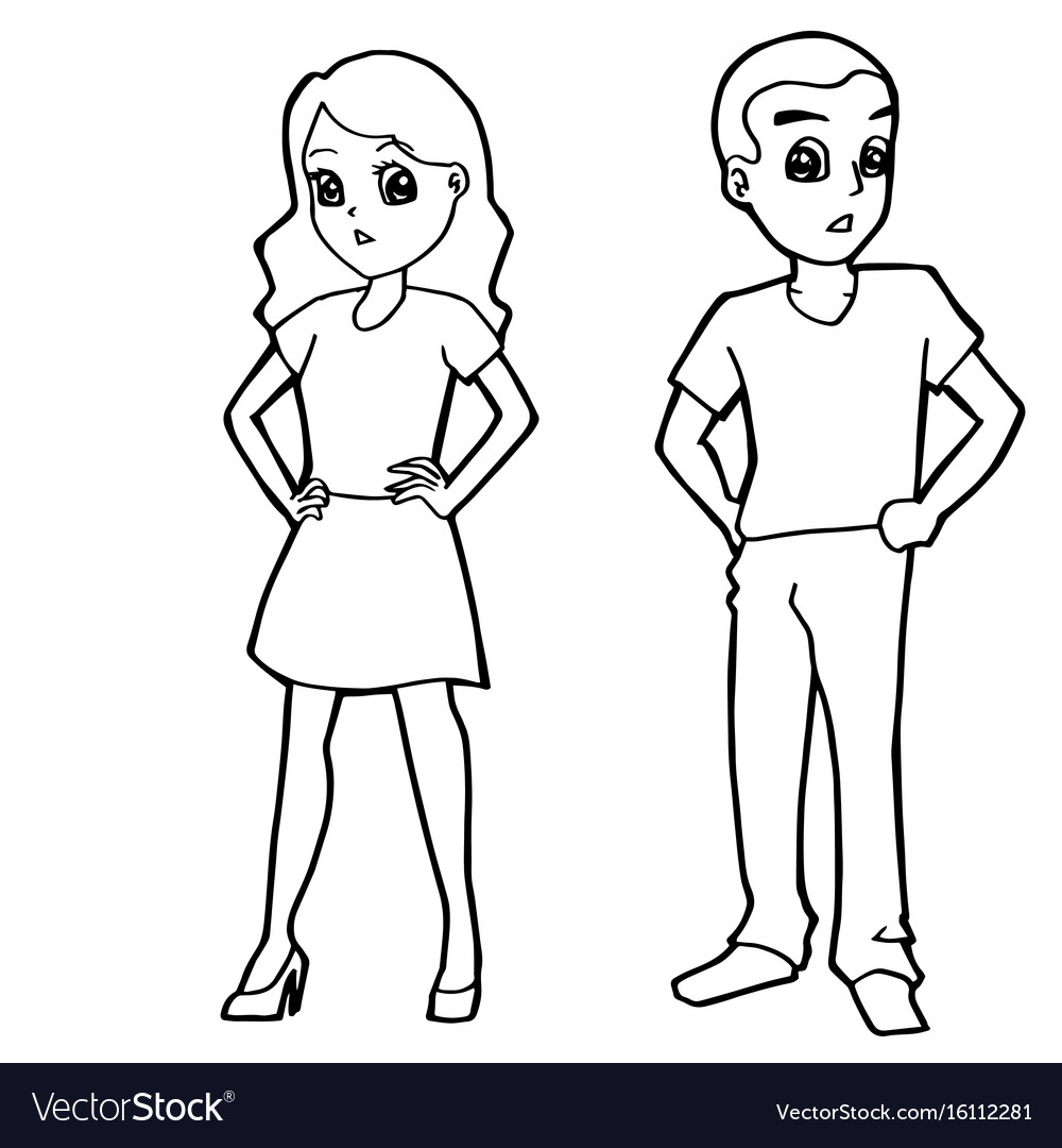 Cartoon kid boy girl or human coloring page vector image