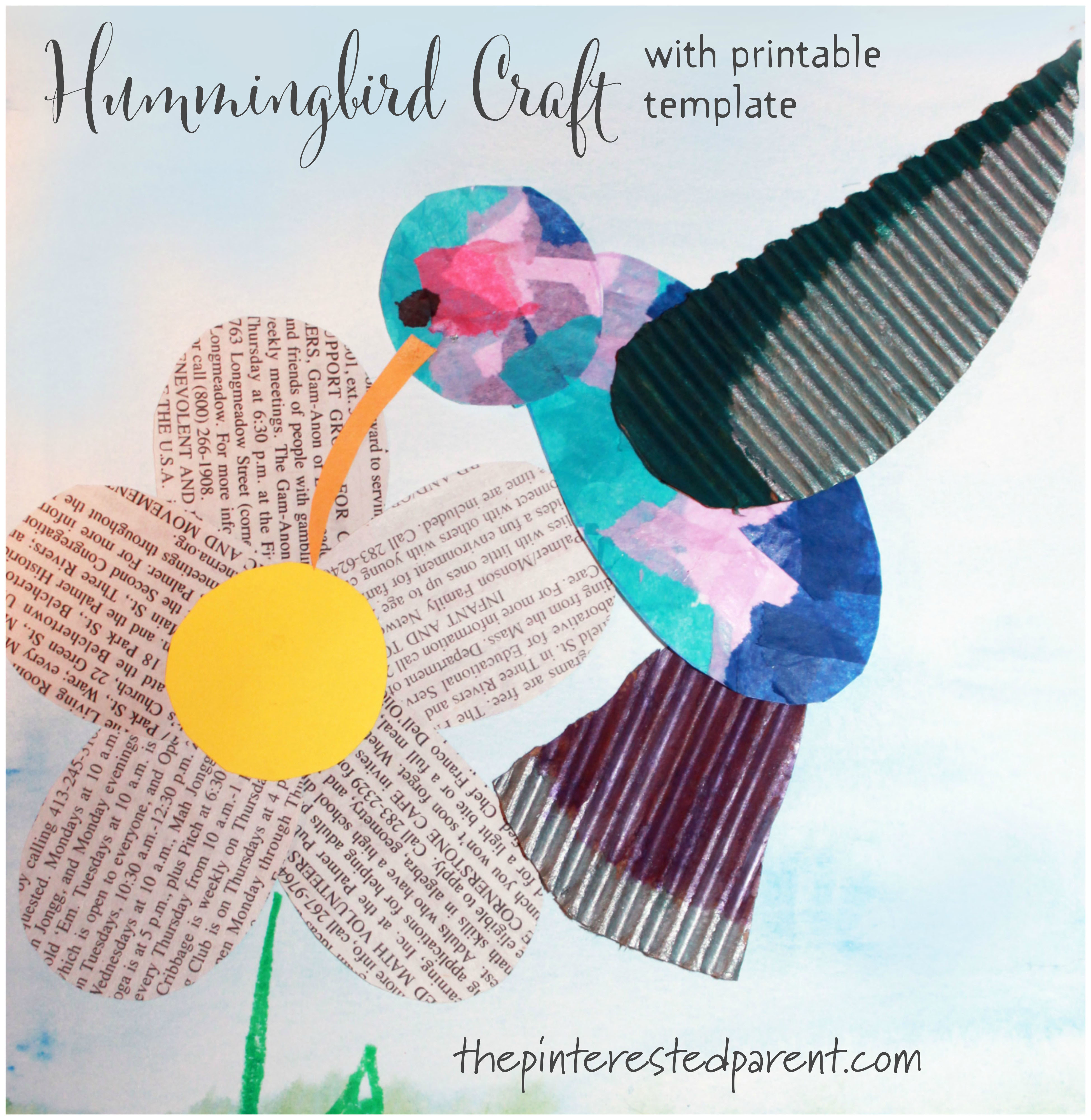 Hummingbird craft with printable â the pinterested parent