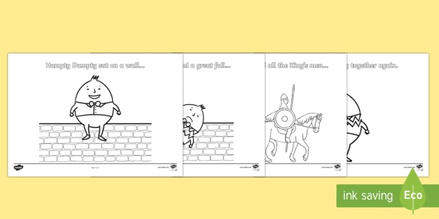 Humpty dumpty colouring pages resource pack