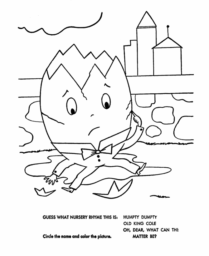 Nursery rhymes quiz coloring page sheets