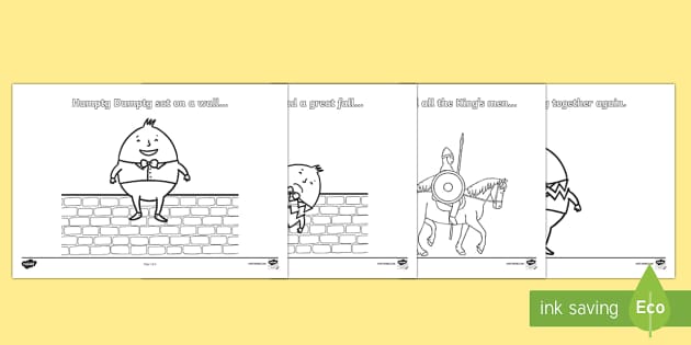 Humpty dumpty colouring pages resource pack