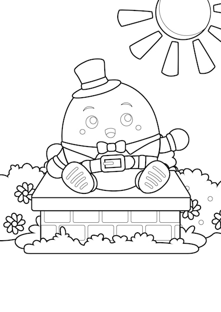 Premium vector humpty dumpty classic rhymes coloring for kids and adult