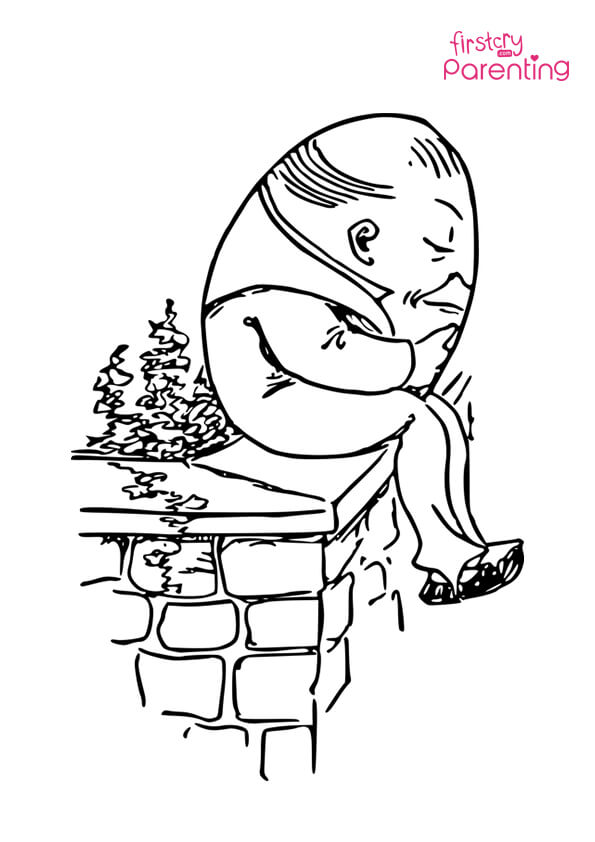 Dumpty egg humpty rhyme sat wall coloring page for kids