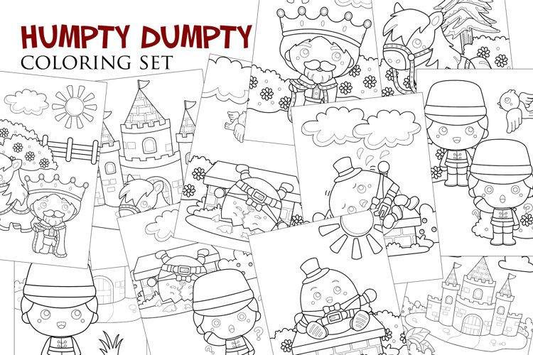 Humpty dumpty egg castle kingdom king classic coloring set