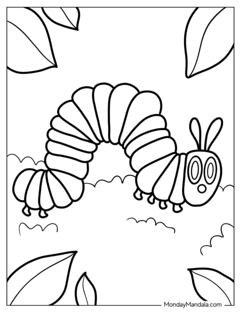 Caterpillar coloring pages free pdf printables