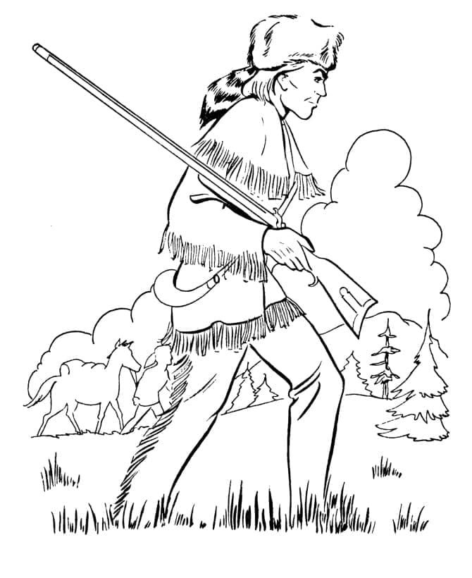 Indian hunter coloring page