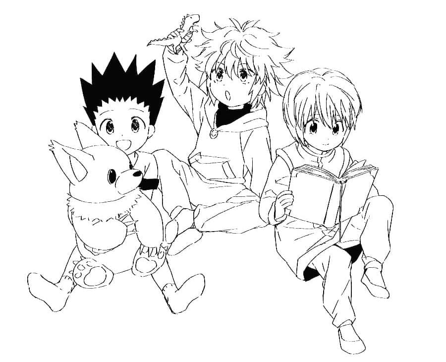 Cute hunter x hunter characters coloring page