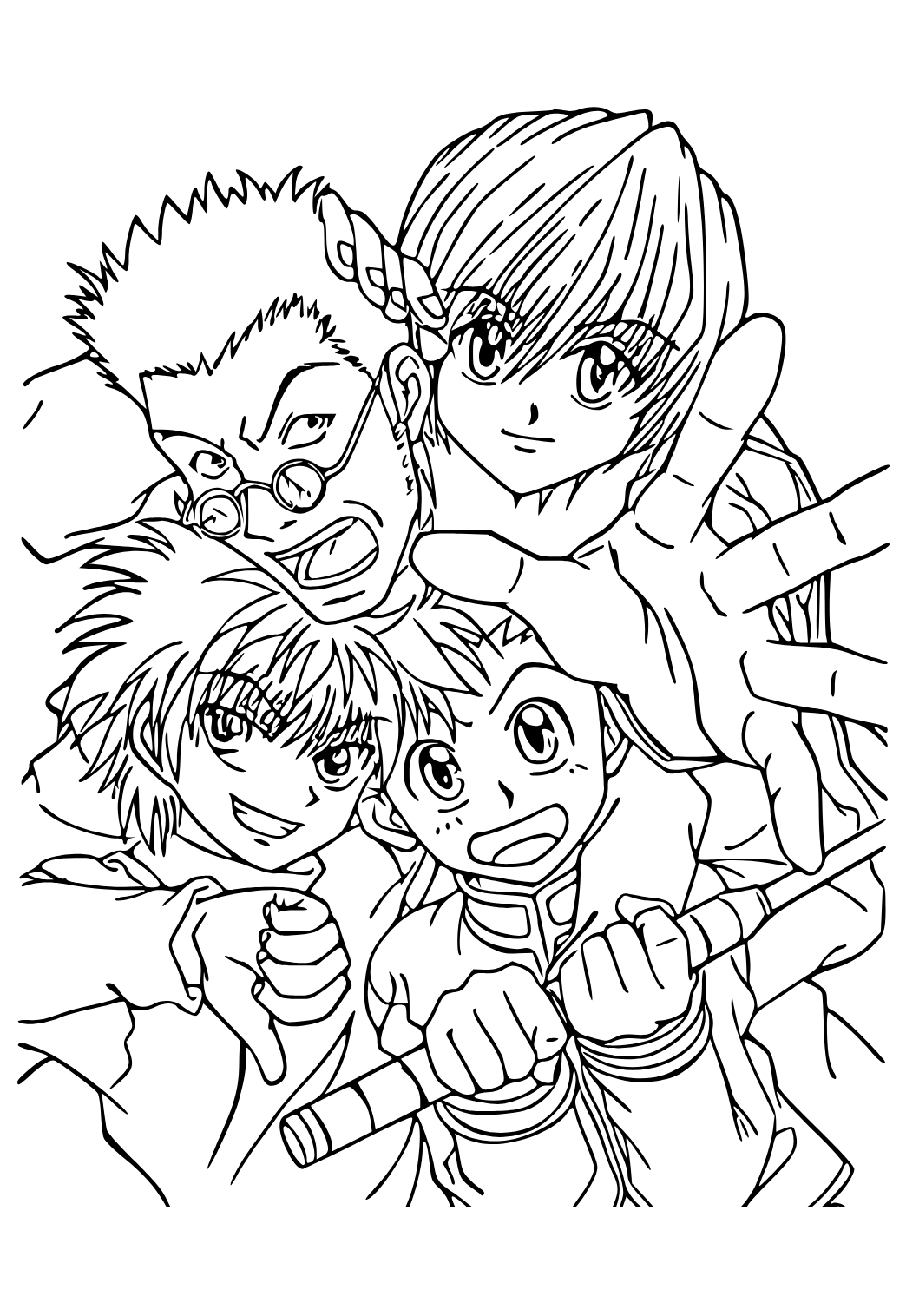 Free printable hunter x hunter characters coloring page for adults and kids