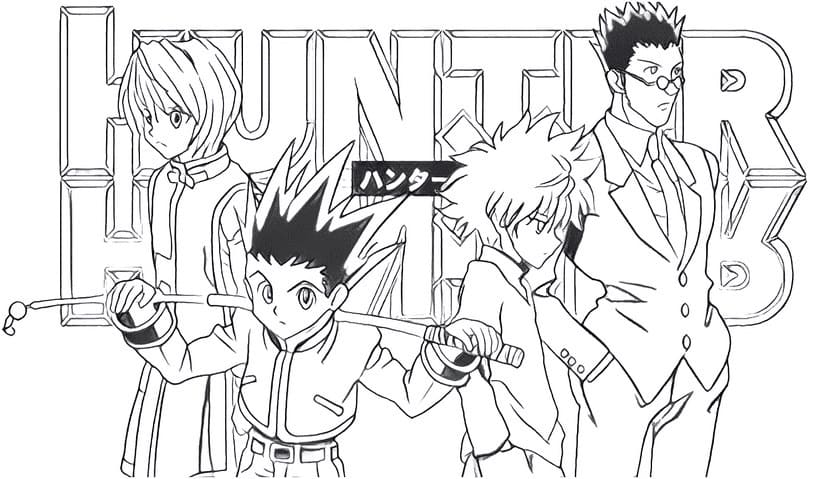 Characters from anime hunter x hunter coloring page