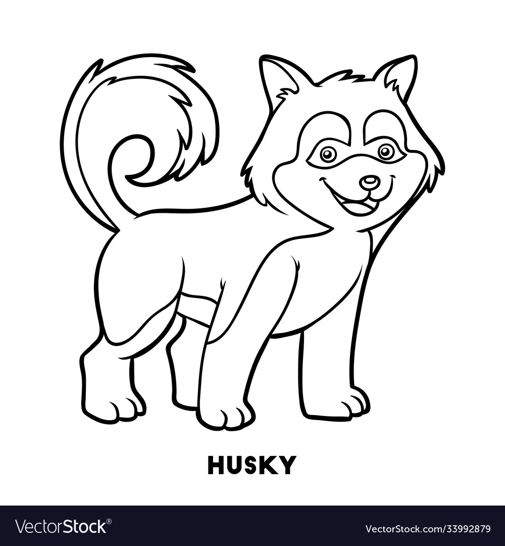 Coloring book dog breeds husky royalty free vector image