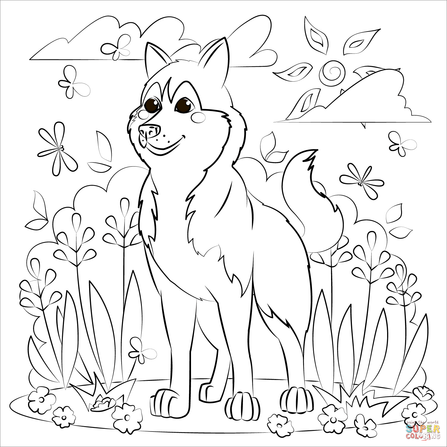 Husky coloring page free printable coloring pages