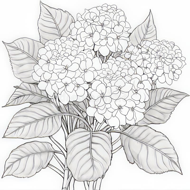 Hydrangea coloring stock illustrations â hydrangea coloring stock illustrations vectors clipart