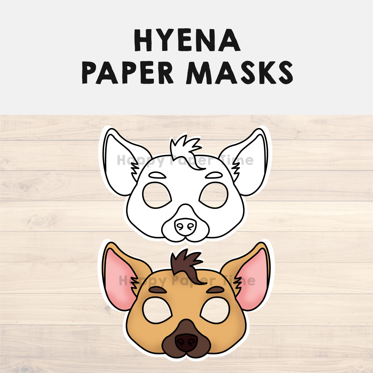 Hyena paper masks printable african animal coloring craft activity safari made by teachers