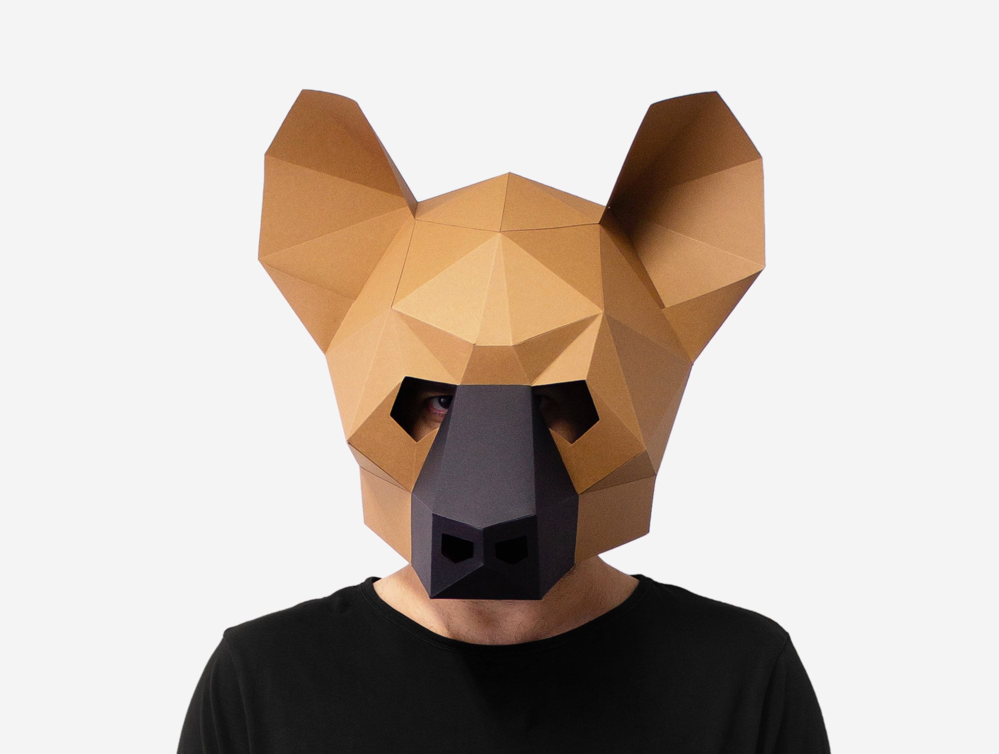 Hyena mask hyena paper craft template diy printable animal mask instant pdf download d low poly masks origami mask gift idea instant download