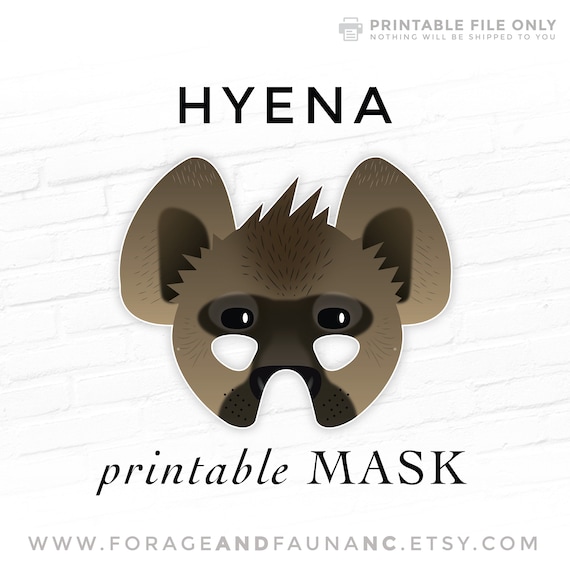 Hyena safari jungle animal printable costume mask party halloween mask printable animal mask photo booth props pretend play theater kids