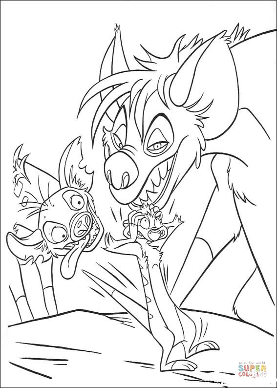 Timon and hyena coloring page free printable coloring pages