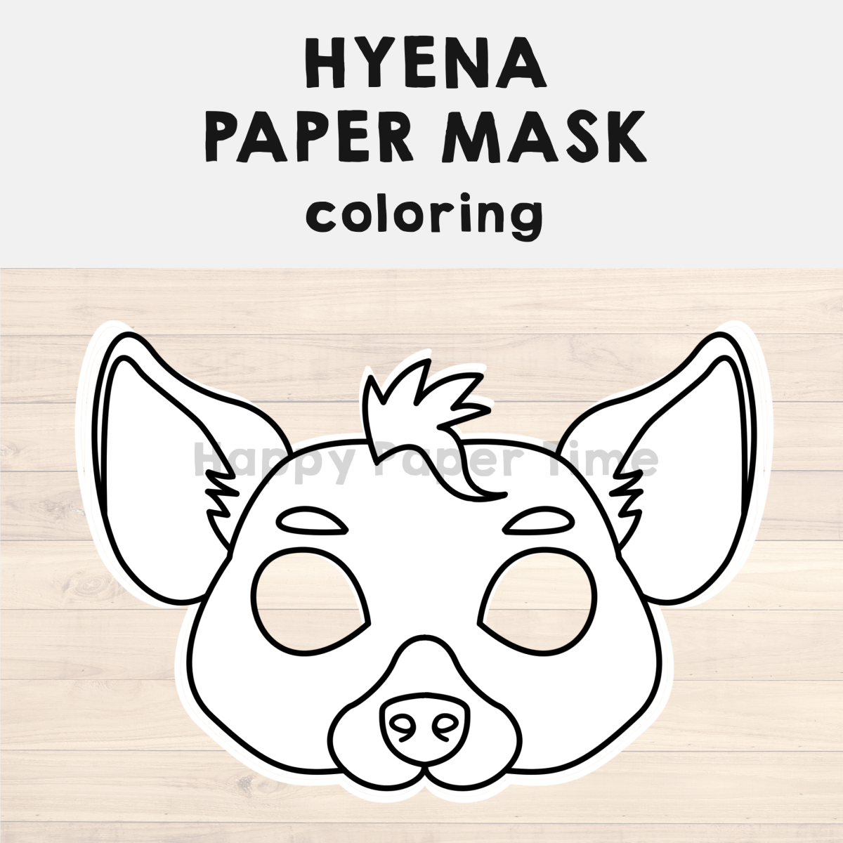Hyena paper mask printable african animal coloring craft activity safari made by teachers