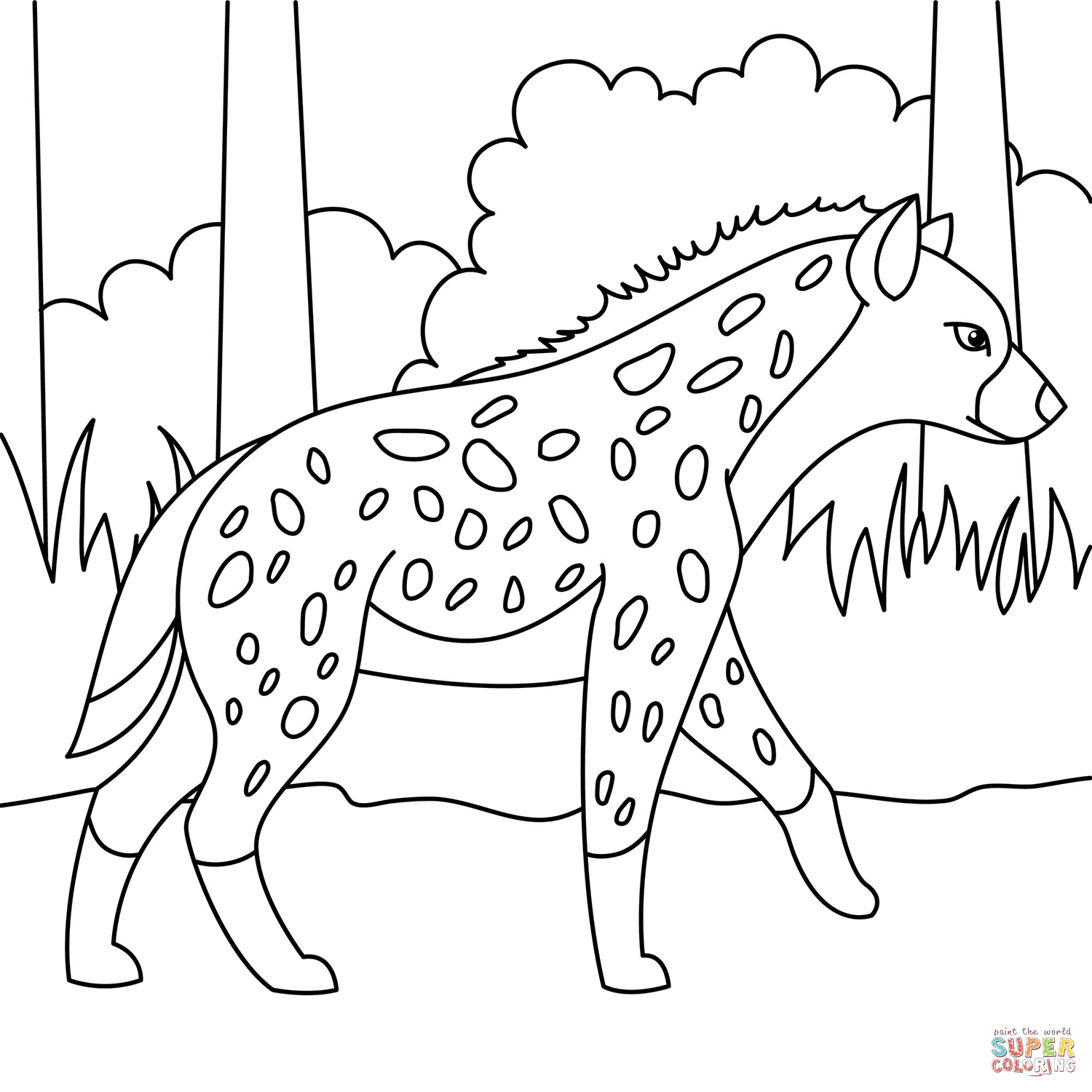 Cartoon hyena coloring page free printable coloring pages