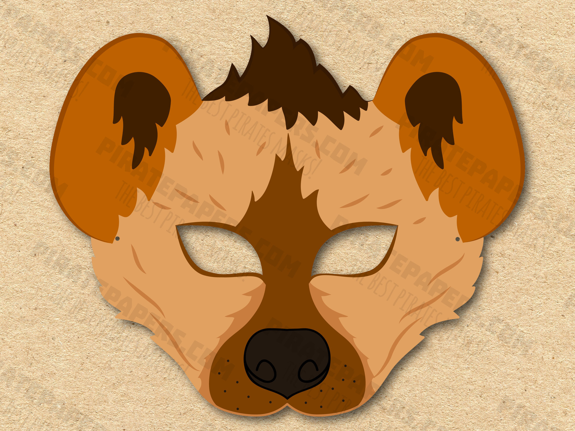 Hyena mask printable paper diy for kids and adults pdf template instant download for birthdays halloween party costumes download now