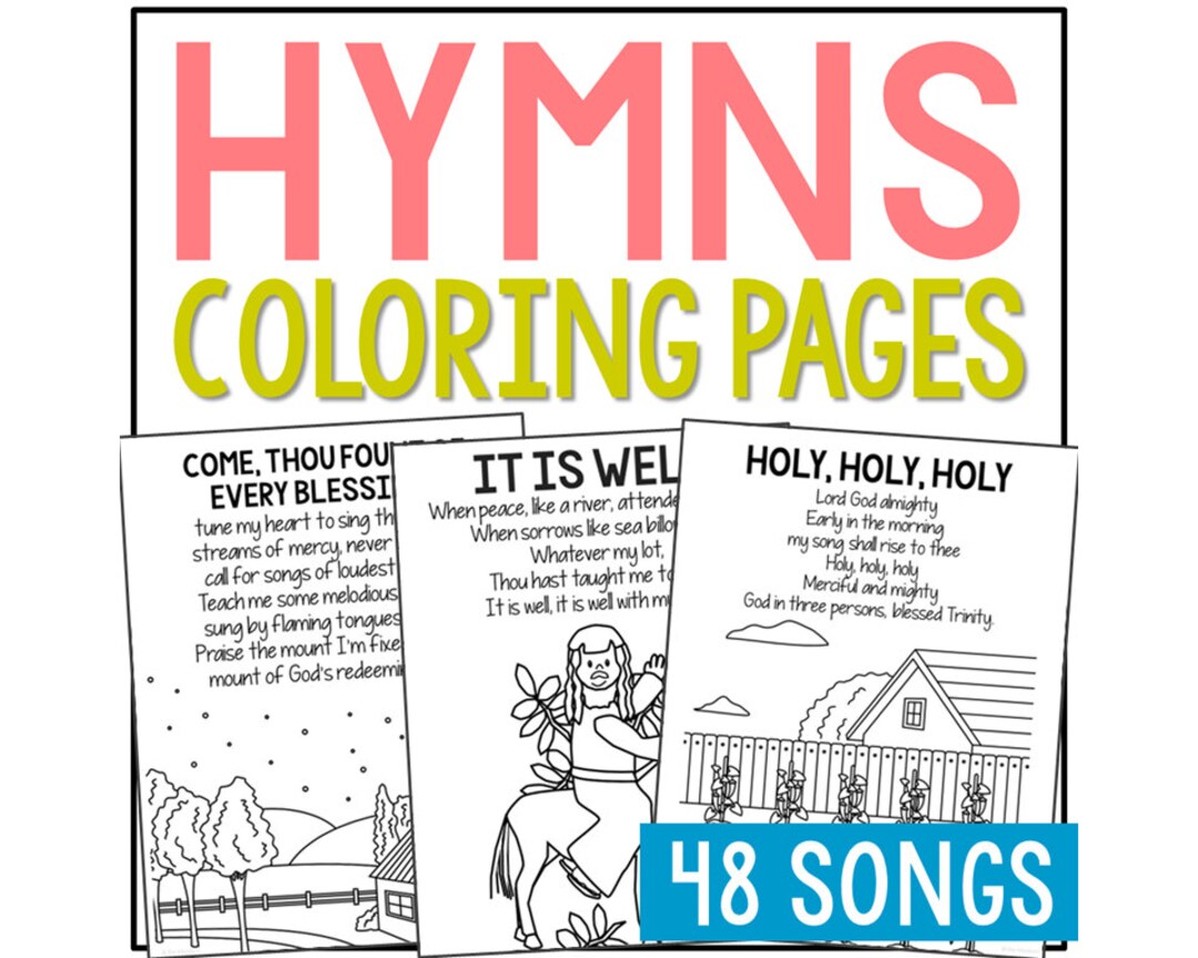 Church hymn music coloring pages activity sunday school church bulletin board posters history lesson christian homeschool printable