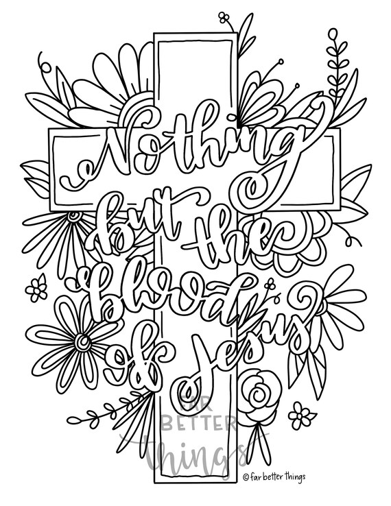 Hymn coloring page nothing but the blood of jesus printable hymn coloring page christian kids activity sunday school craft song lyric
