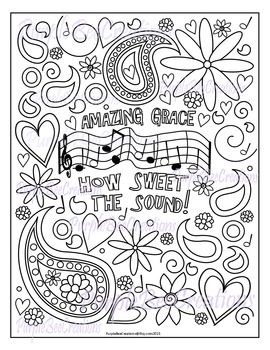 Coloring page amazing grace hymn coloring page coloring pages bible coloring pages heart coloring pages