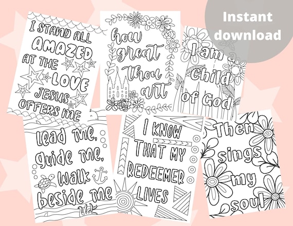 Lds hymn set of coloring book printable instant pdf download coloring pages adult coloring lds children and youth art prints quotes
