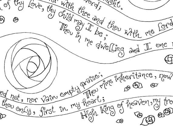 Be thou my vision printable coloring page for adults or kids traditional hymn artwork christian art homeschool or music class resource instant download