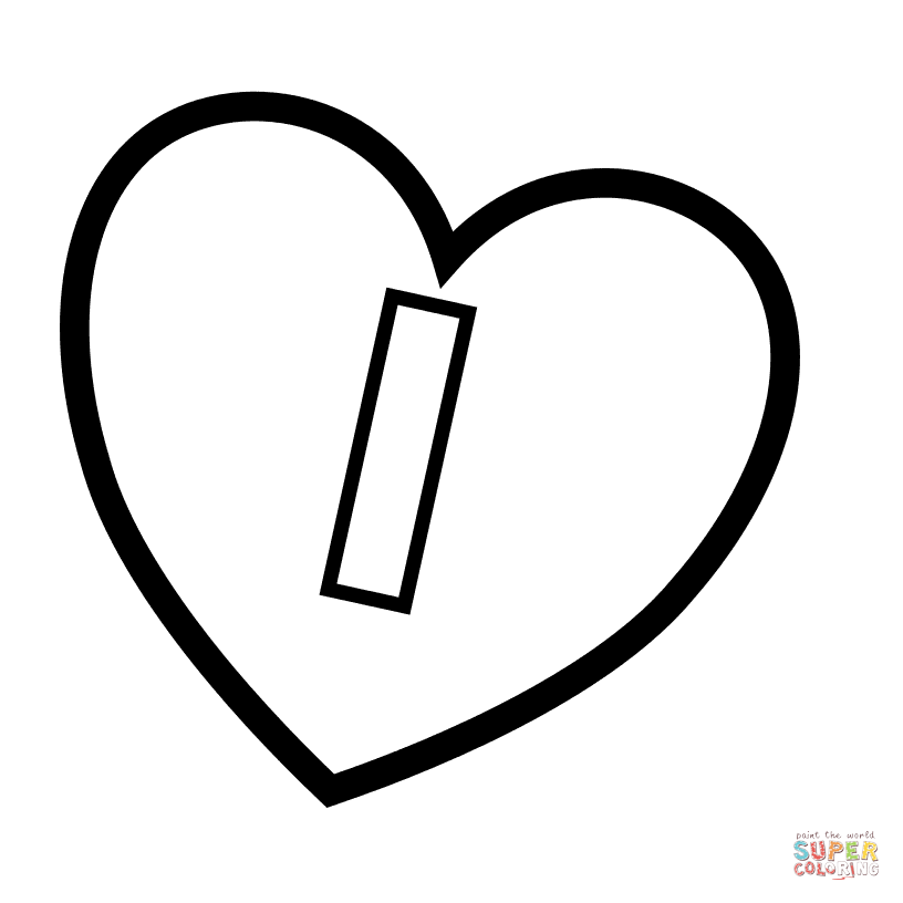 Letter i in heart coloring page free printable coloring pages