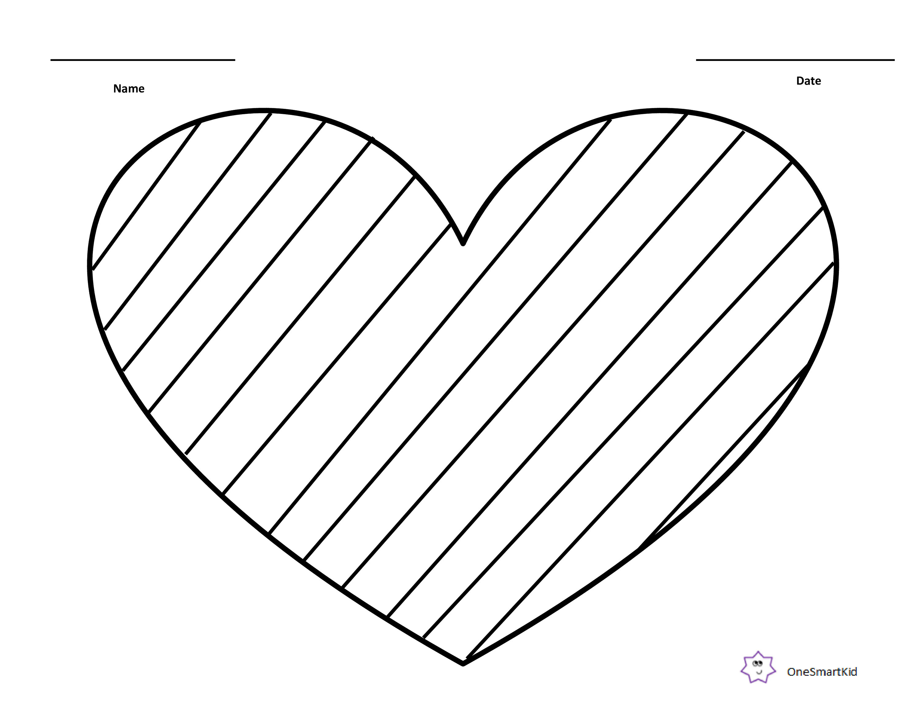 Valentines day striped big heart coloring page