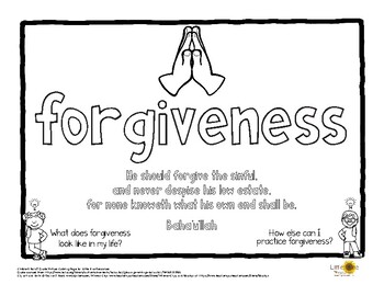 Forgiveness virtue word bahai quote coloring page by little one resources